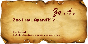 Zsolnay Agenór névjegykártya